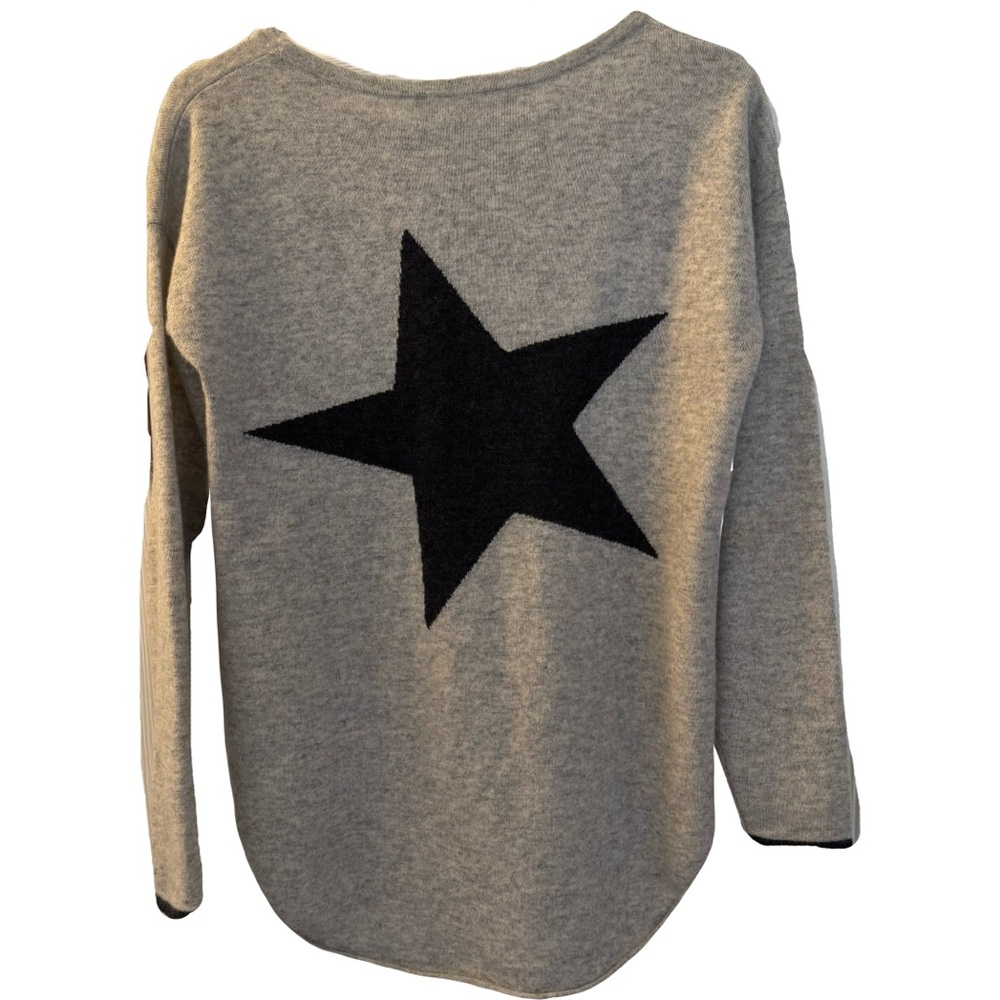 Women's Cashmere Sweater, Star on Back, Oatmeal, Size S - Picture 1 of 8